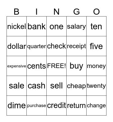 Learning about Money Bingo Card