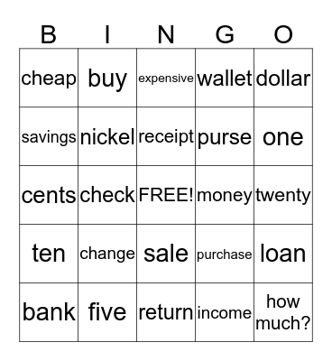 Learning about Money Bingo Card