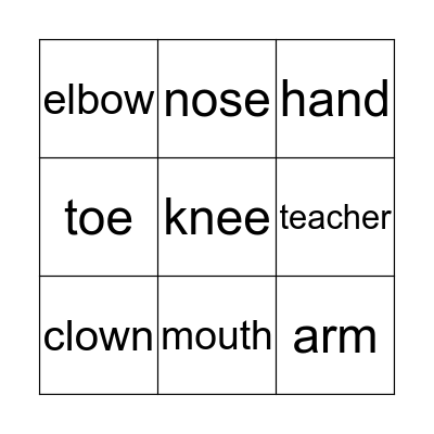 Name: ___________ Bingo Card