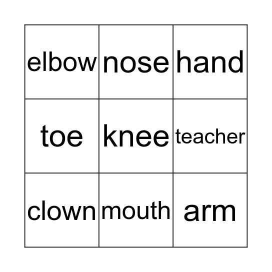 Name: ___________ Bingo Card