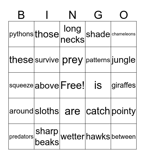 Grades 1/2 ecology Bingo Card