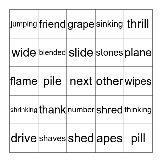 Unit 11-1st Grade  Bingo Card