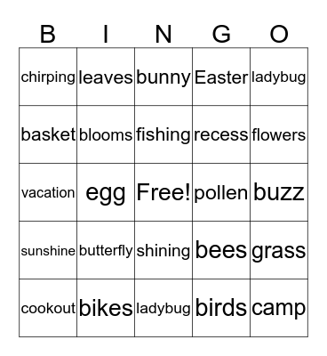 Spring Bingo Card