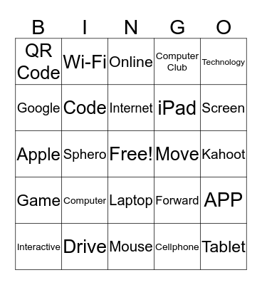 Computer Club Bingo Card