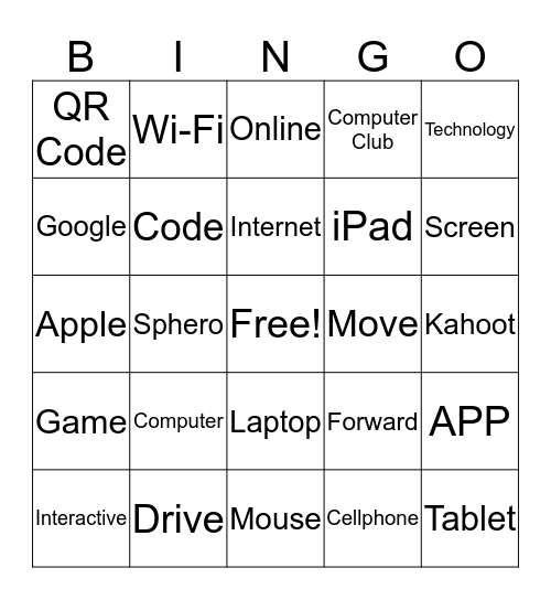 Computer Club Bingo Card