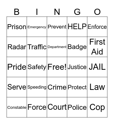 Community Involvement & Law Enforcement Bingo Card