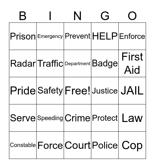 Community Involvement & Law Enforcement Bingo Card