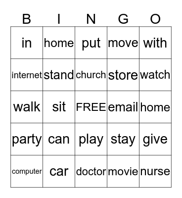 Lesson 5 Bingo Card