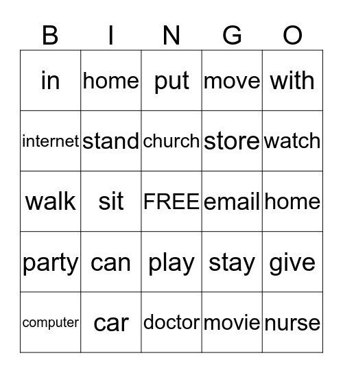 Lesson 5 Bingo Card