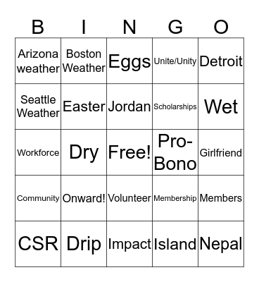 Tourism Cares for BINGO Card