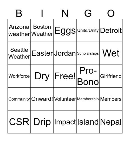 Tourism Cares for BINGO Card