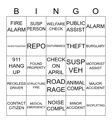 DISPATCH BINGO - NIGHTS Bingo Card