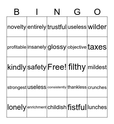 Wilson 6.1 Bingo Card