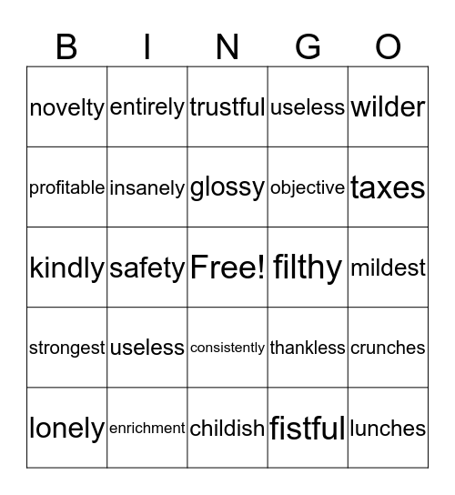Wilson 6.1 Bingo Card