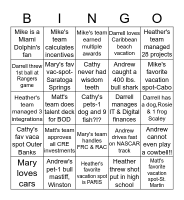ANDREW'S TOWN HALL BINGO Card