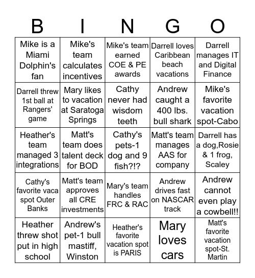 ANDREW'S TOWN HALL BINGO Card