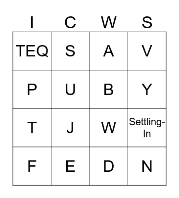 ICWS Bingo Card