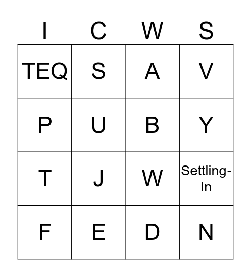 ICWS Bingo Card