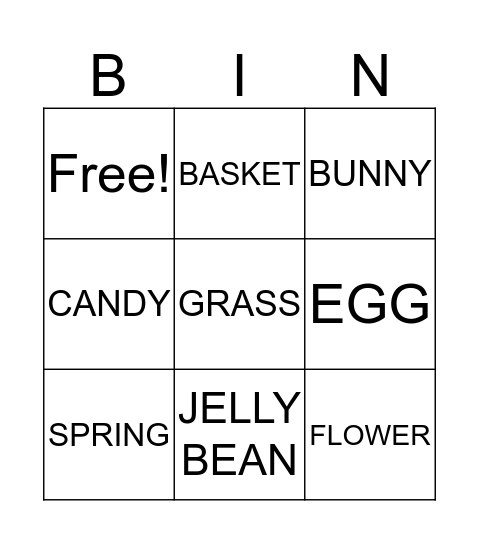 Easter Bingo Card