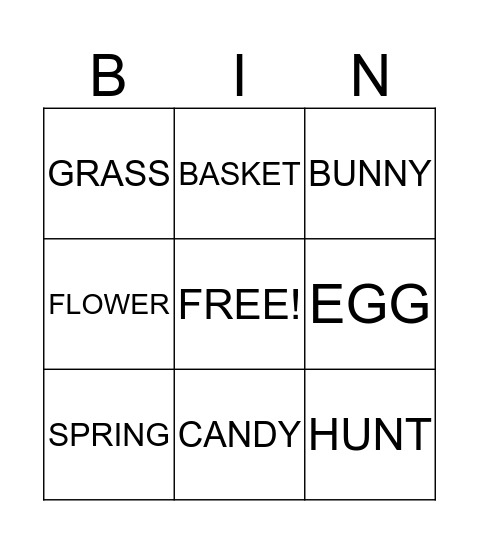 Easter Bingo Card