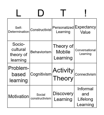 Mobile Learning Theories & Models Bingo Card