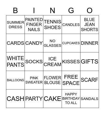 HAPPY BIRTHDAY TO ALL Bingo Card