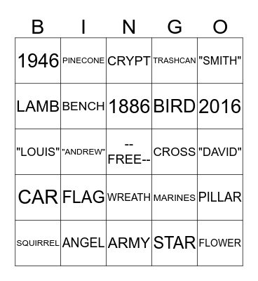 "I SPY" SCAVENGER HUNT Bingo Card