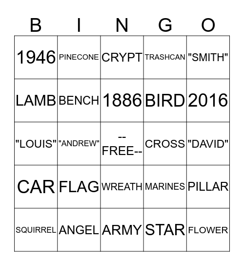 "I SPY" SCAVENGER HUNT Bingo Card