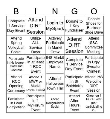 IHS Markit Passport Bingo Card