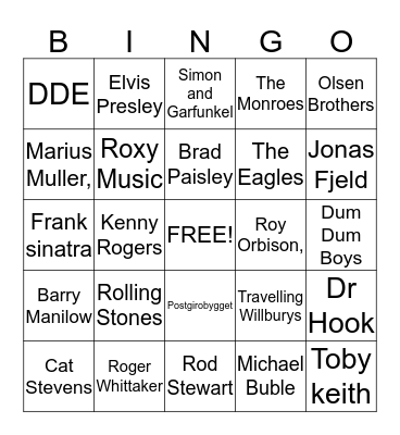 Musikk Bingo Card