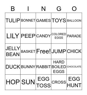Easter Bingo Card