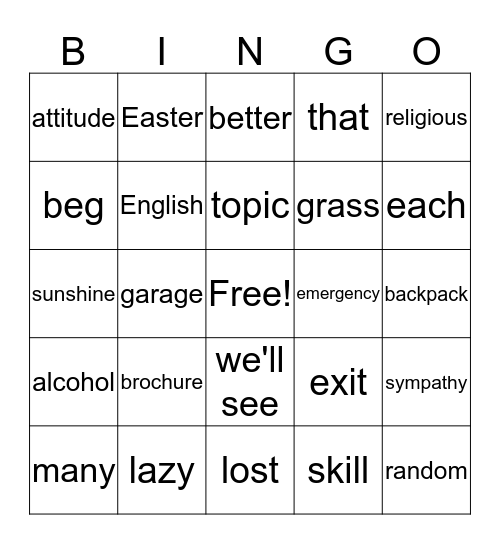 Untitled Bingo Card