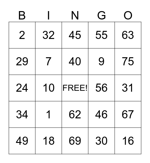 bingo card Bingo Card