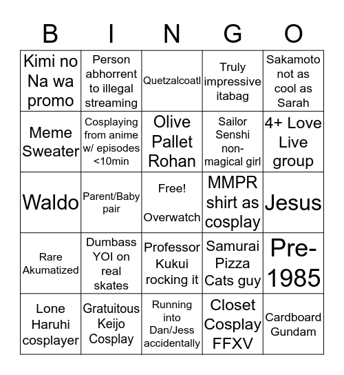 Con Bingo Card