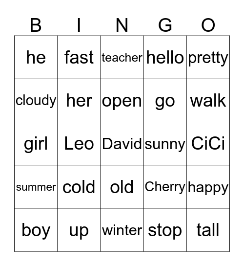 Untitled Bingo Card
