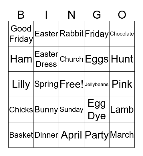 Easter Bingo Card