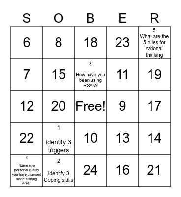 ASAT Bingo Card