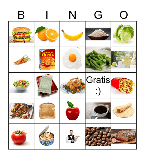 La comida  Bingo Card