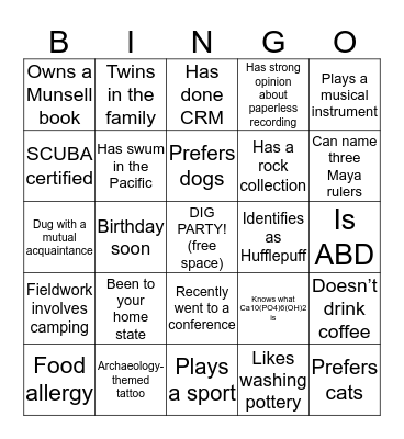NEGAW Bingo Card