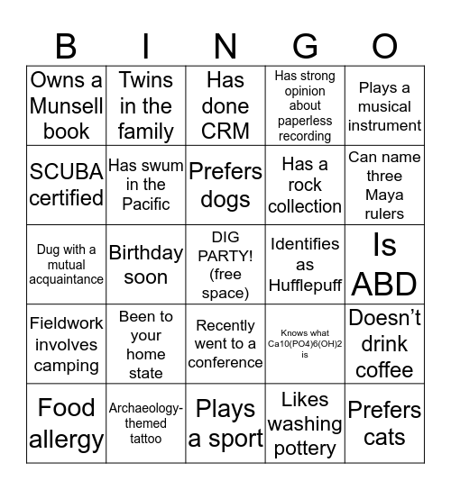 NEGAW Bingo Card