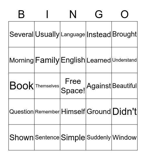 Sight Word Bingo!! Bingo Card