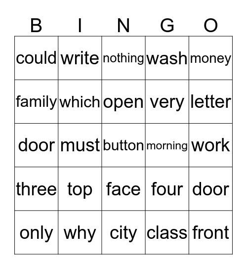 Edmark Level 2--Lessons 49-72 Bingo Card