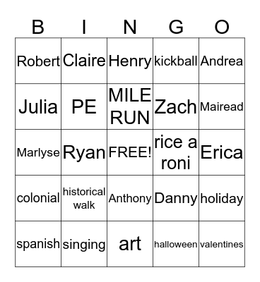 4P BINGO Card