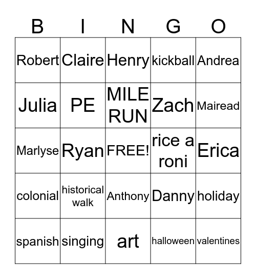 4P BINGO Card