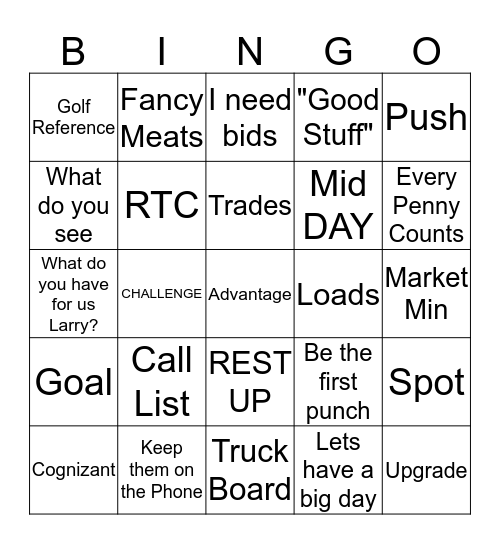 Jerry Gee Bingo Card
