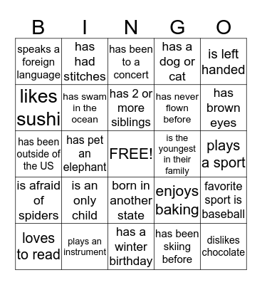 Sib Shop Bingo Card
