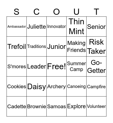 Girl Scout Bingo Card