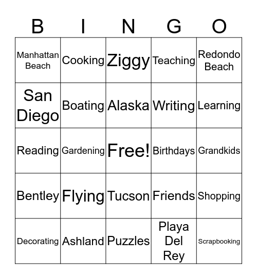 DIXIE BINGO Card