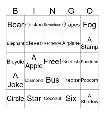 What AM I Bingo Card