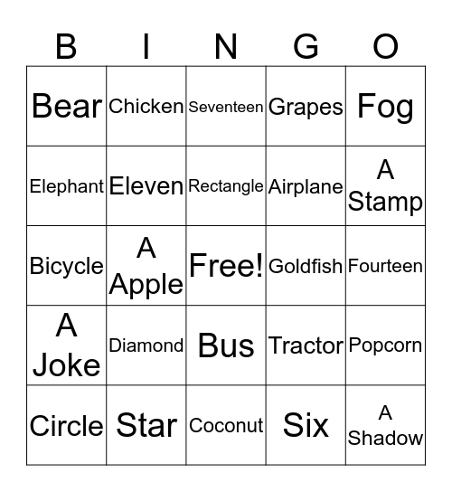 What AM I Bingo Card